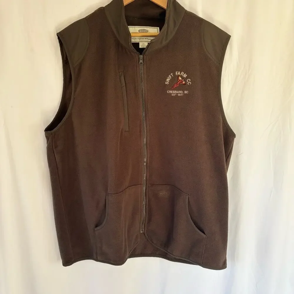 BOYT Swift Farm Co Men’s Brown Fleece Vest Zip Up Sleeveless Jacket Outdoor XXL - Picture 1 of 4